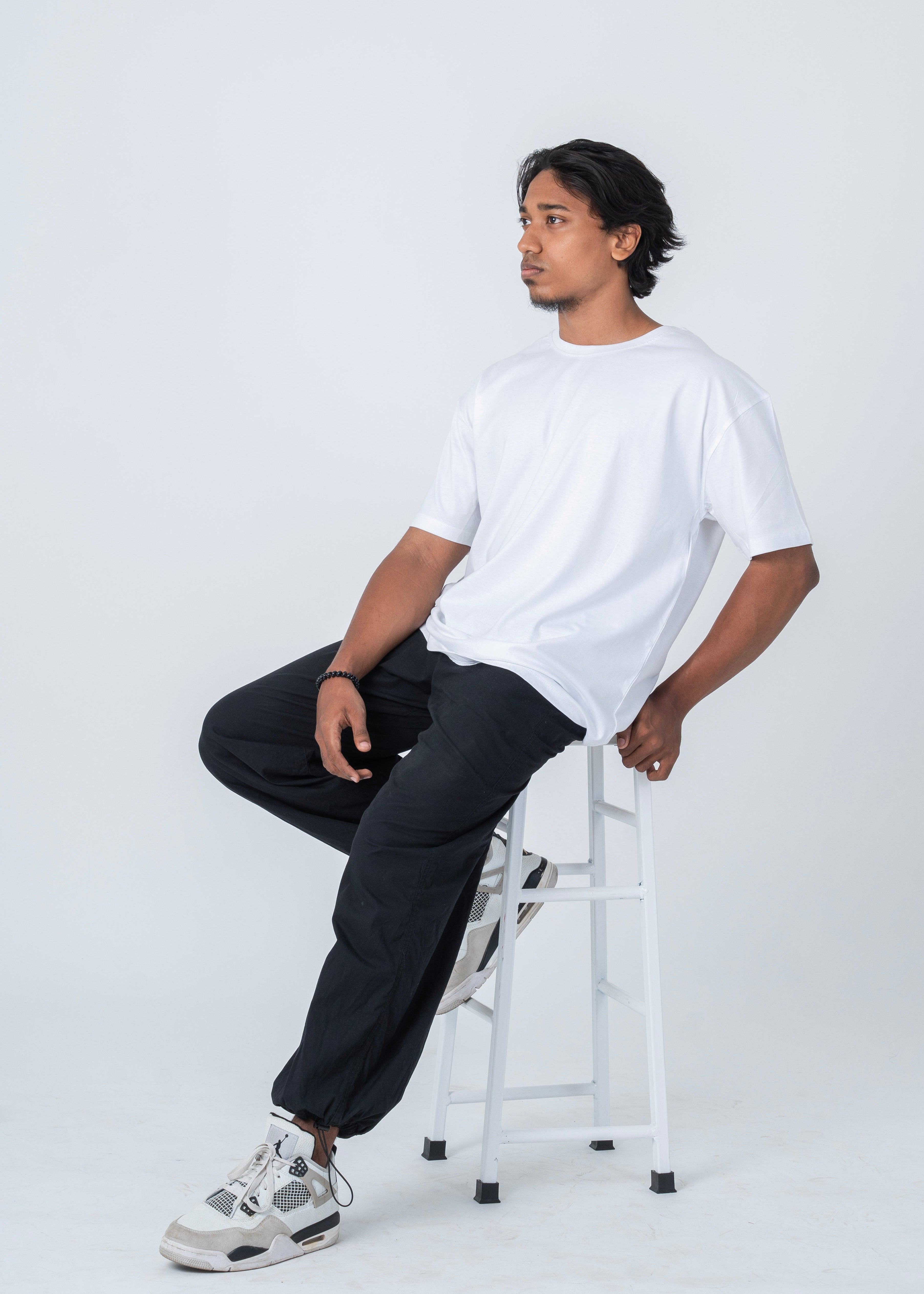 White Men Relaxed Fit Cotton T-Shirt