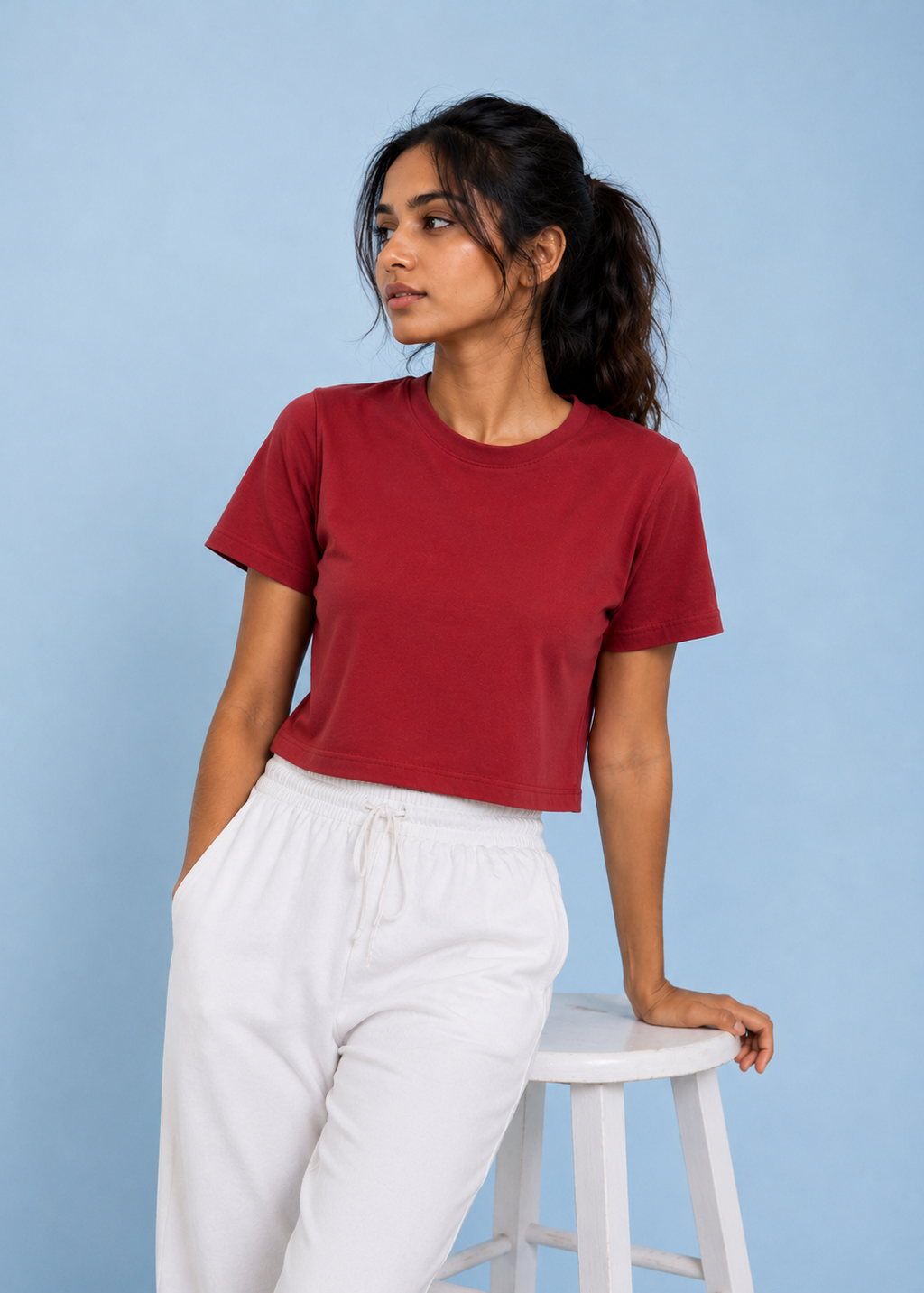 Burgundy Women Crop Top