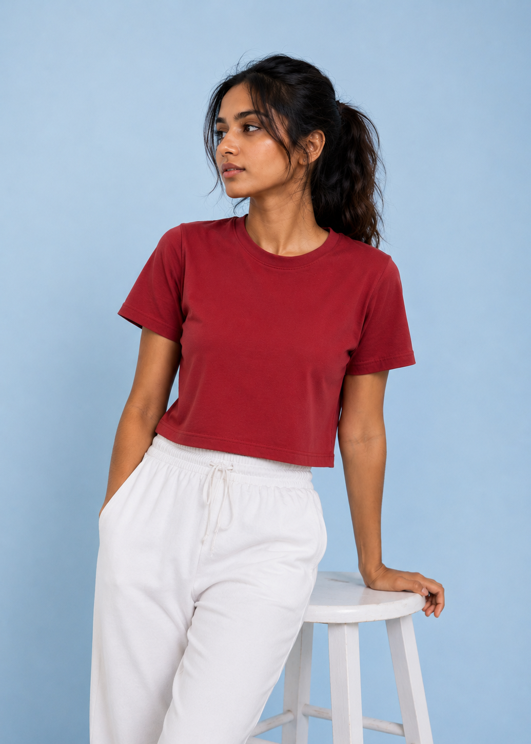 Burgundy Women Crop Top