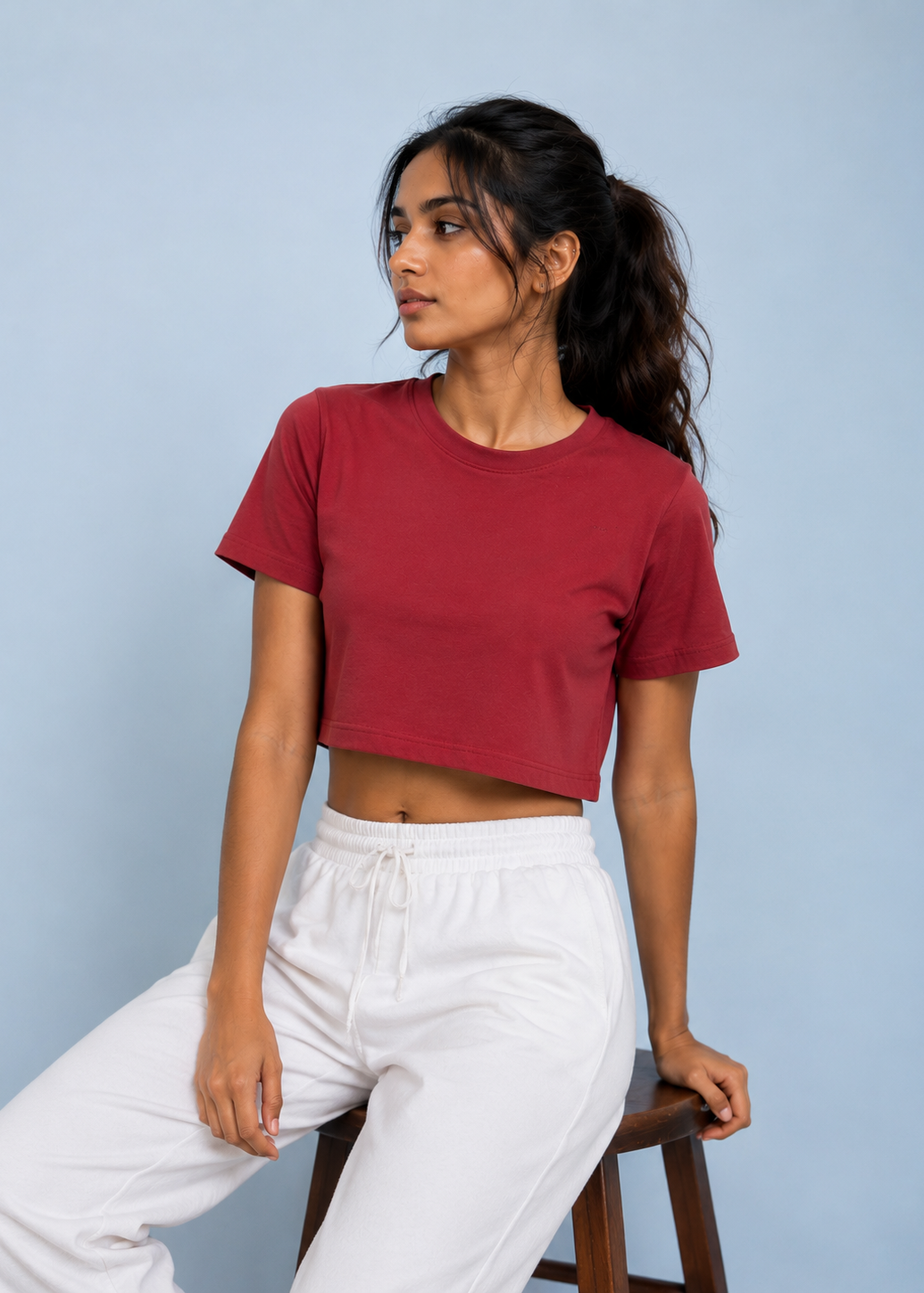 Burgundy Women Crop Top