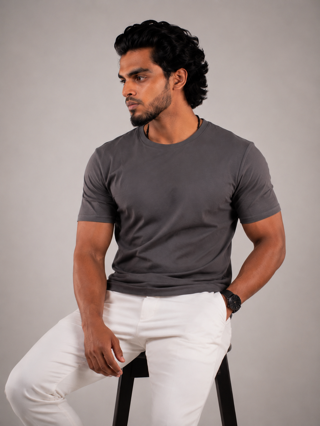 Grey Men Regular Fit | Premium Tshirt