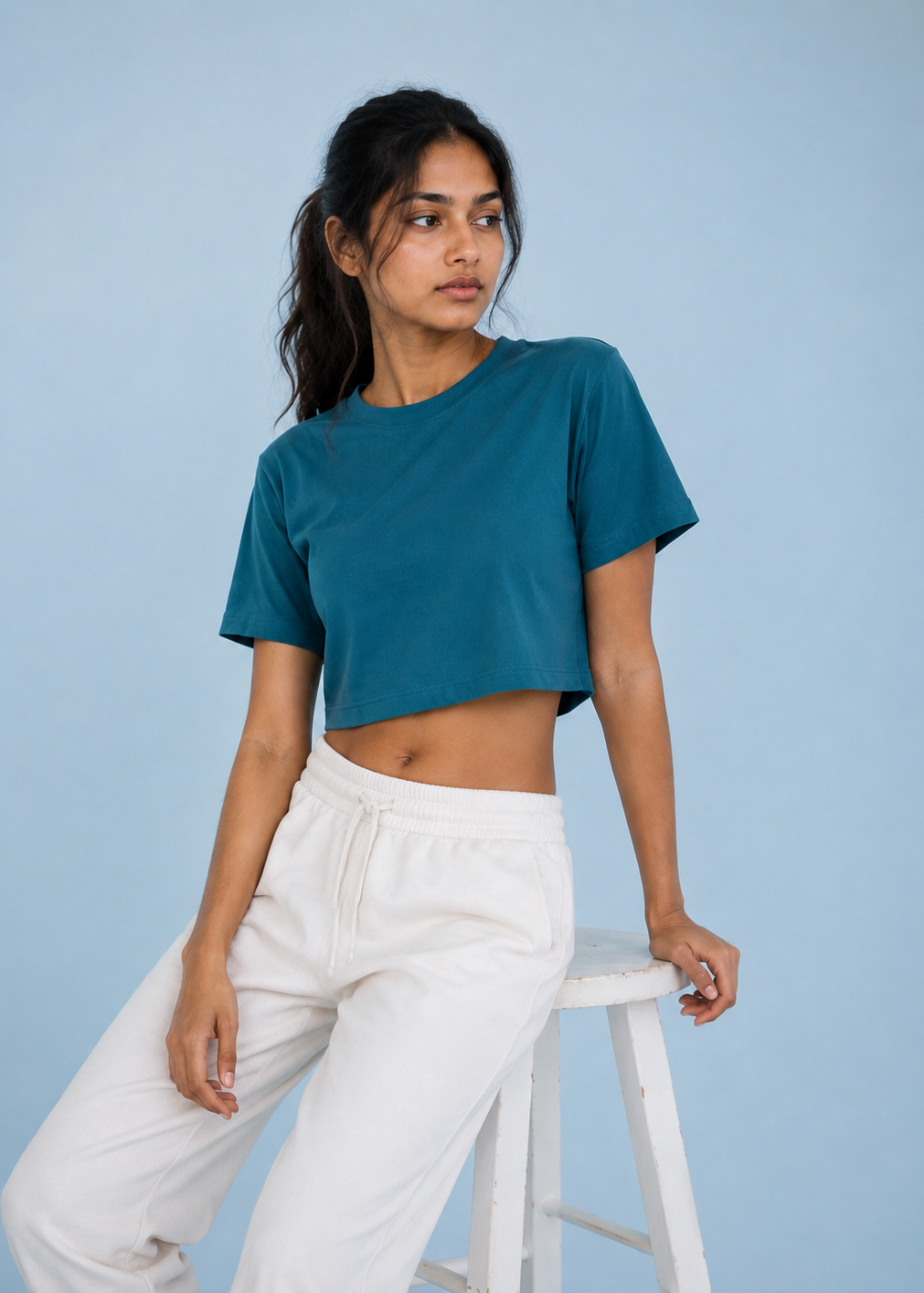 Deep Teal Women Crop Top