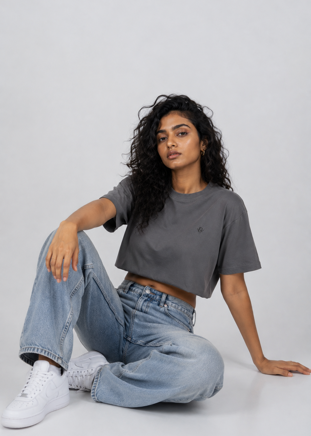 Grey Women Crop Top