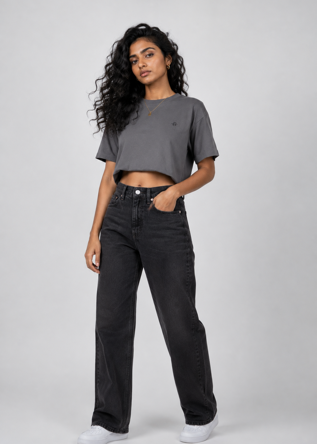 Grey Women Crop Top