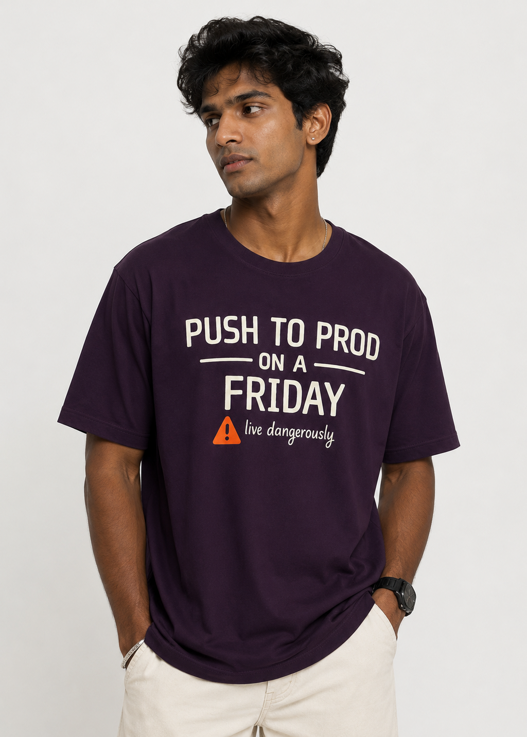 Purple Men Relaxed Fit Cotton T-Shirt | Live Dangerously