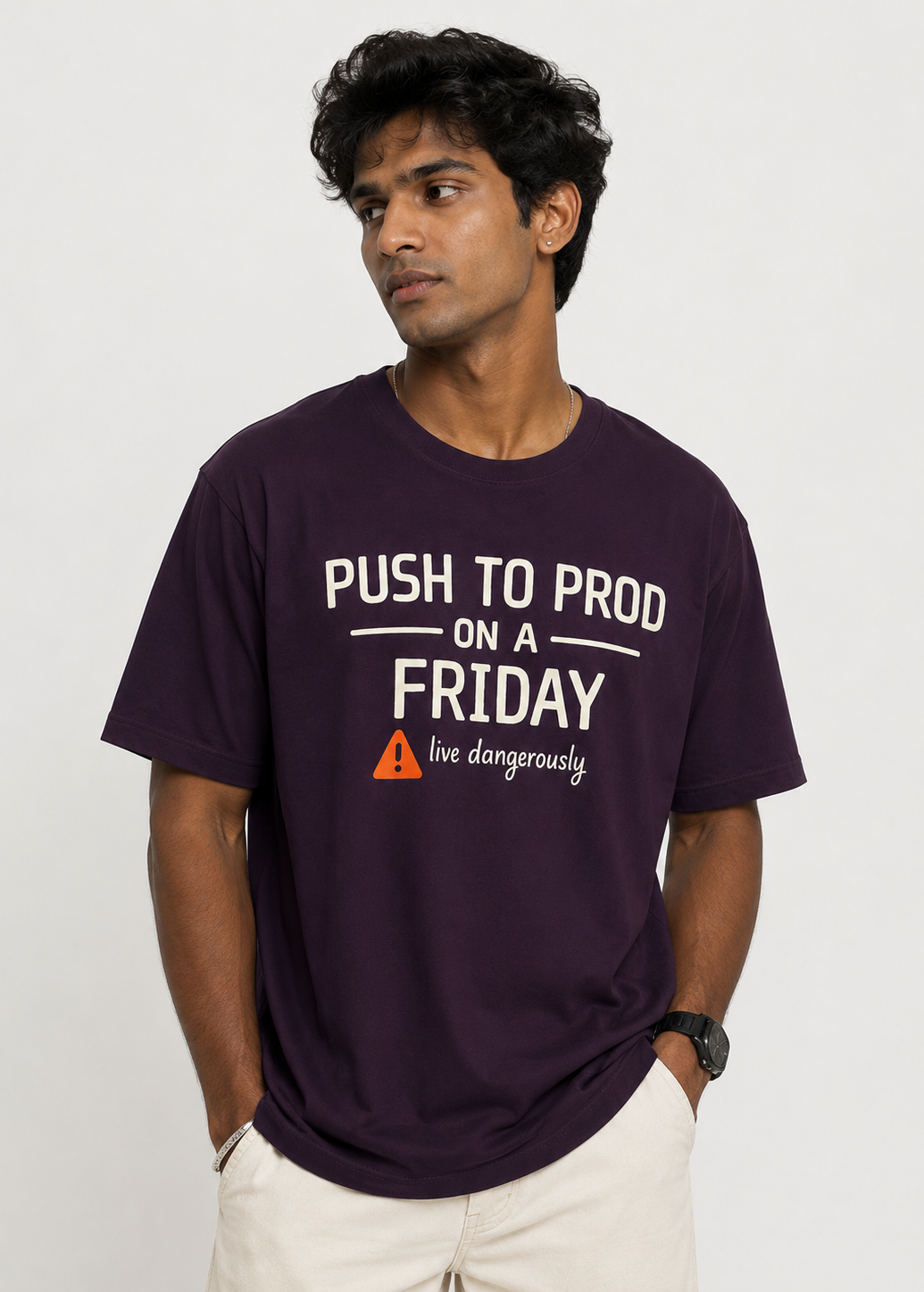 Purple Men Relaxed Fit Cotton T-Shirt | Live Dangerously