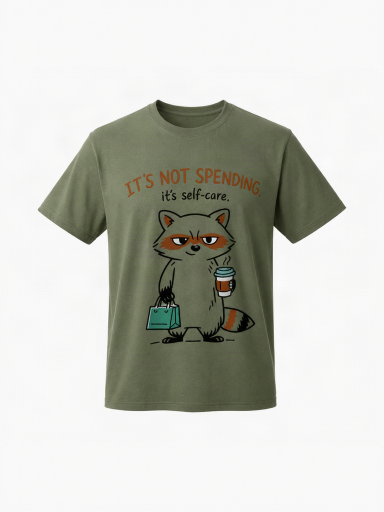Moss Green Men Regular Fit | Premium Tshirt |Racoon's Self care