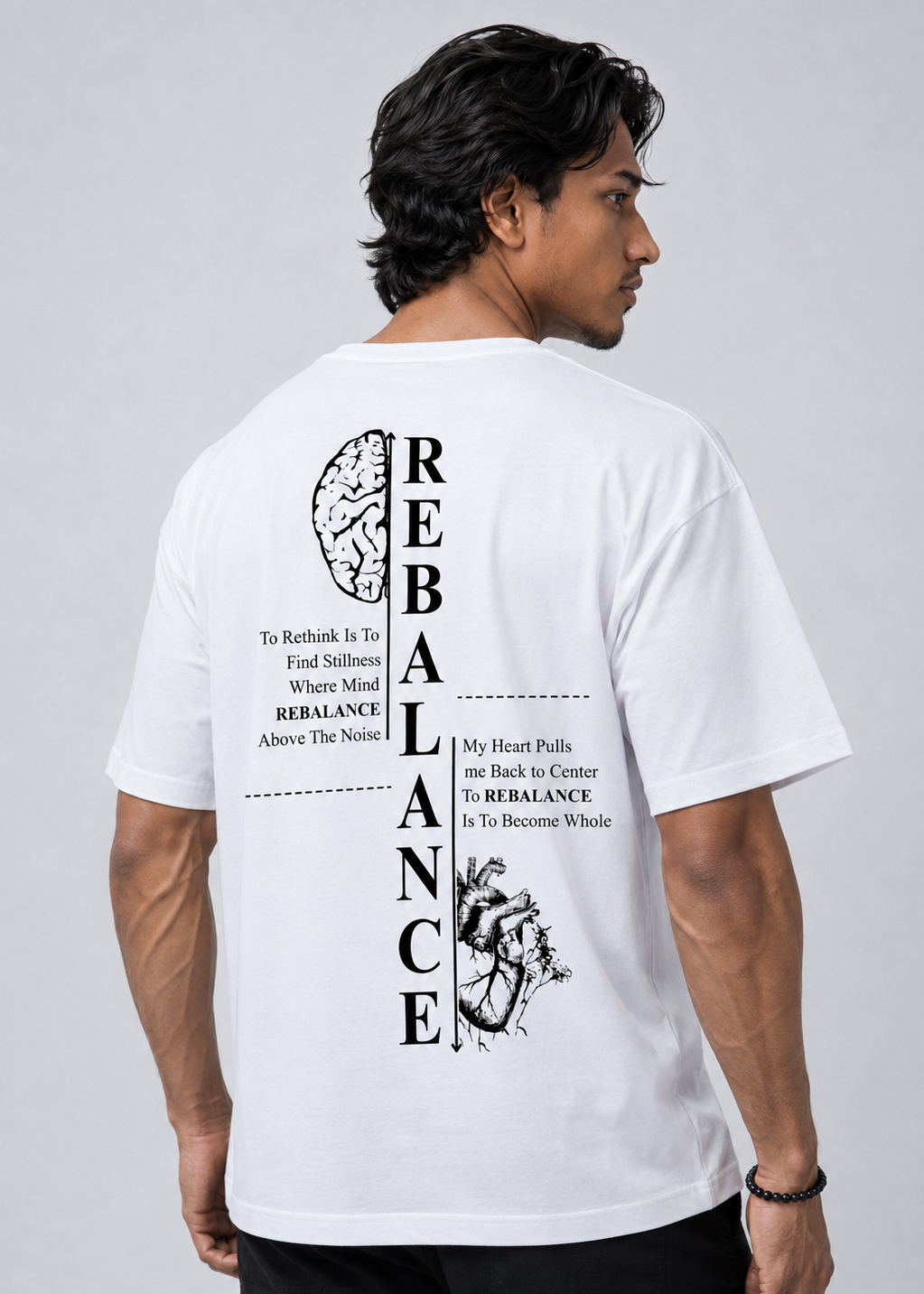 White Men Relaxed Fit Cotton T-Shirt | Rebalance
