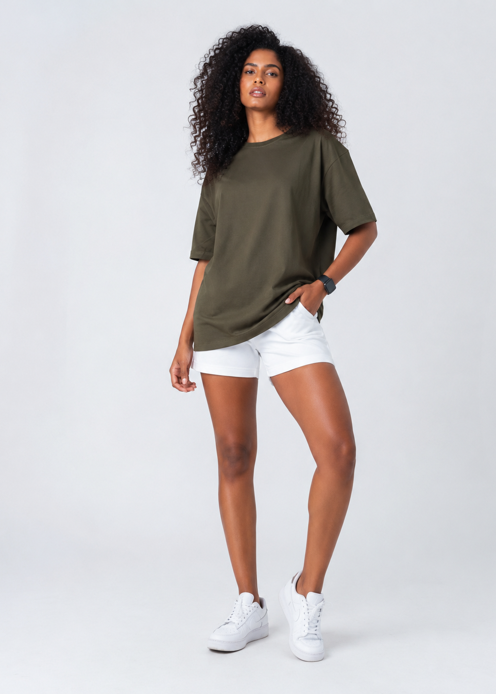 Olive Women's Relaxed Fit Cotton T-Shirt