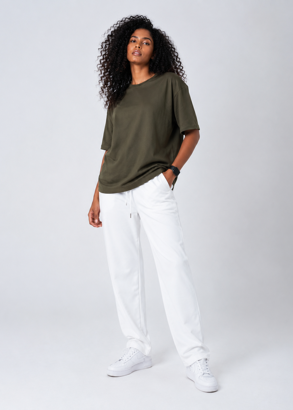 Olive Women's Relaxed Fit Cotton T-Shirt