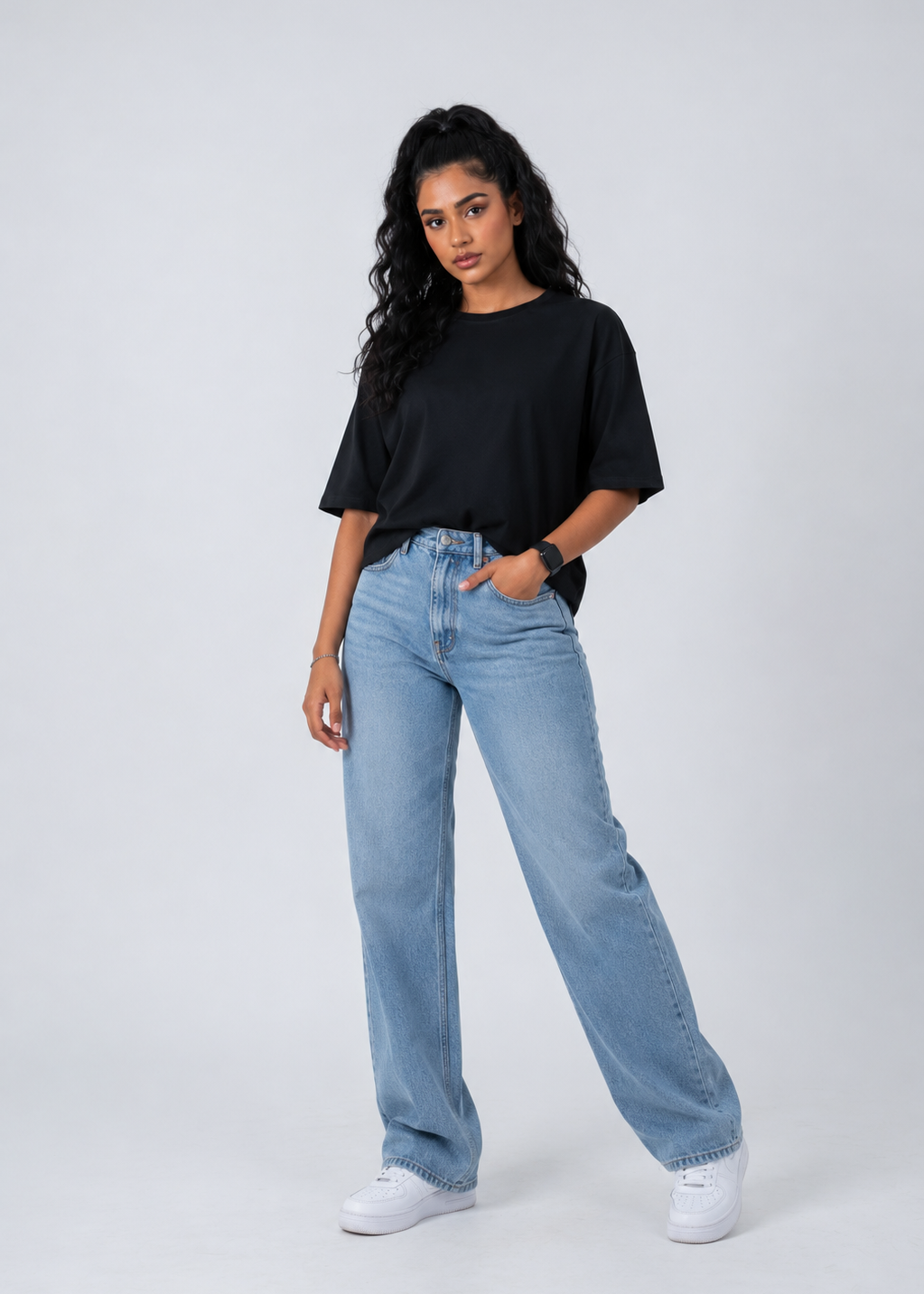 Black Women's Relaxed Fit Cotton T-Shirt