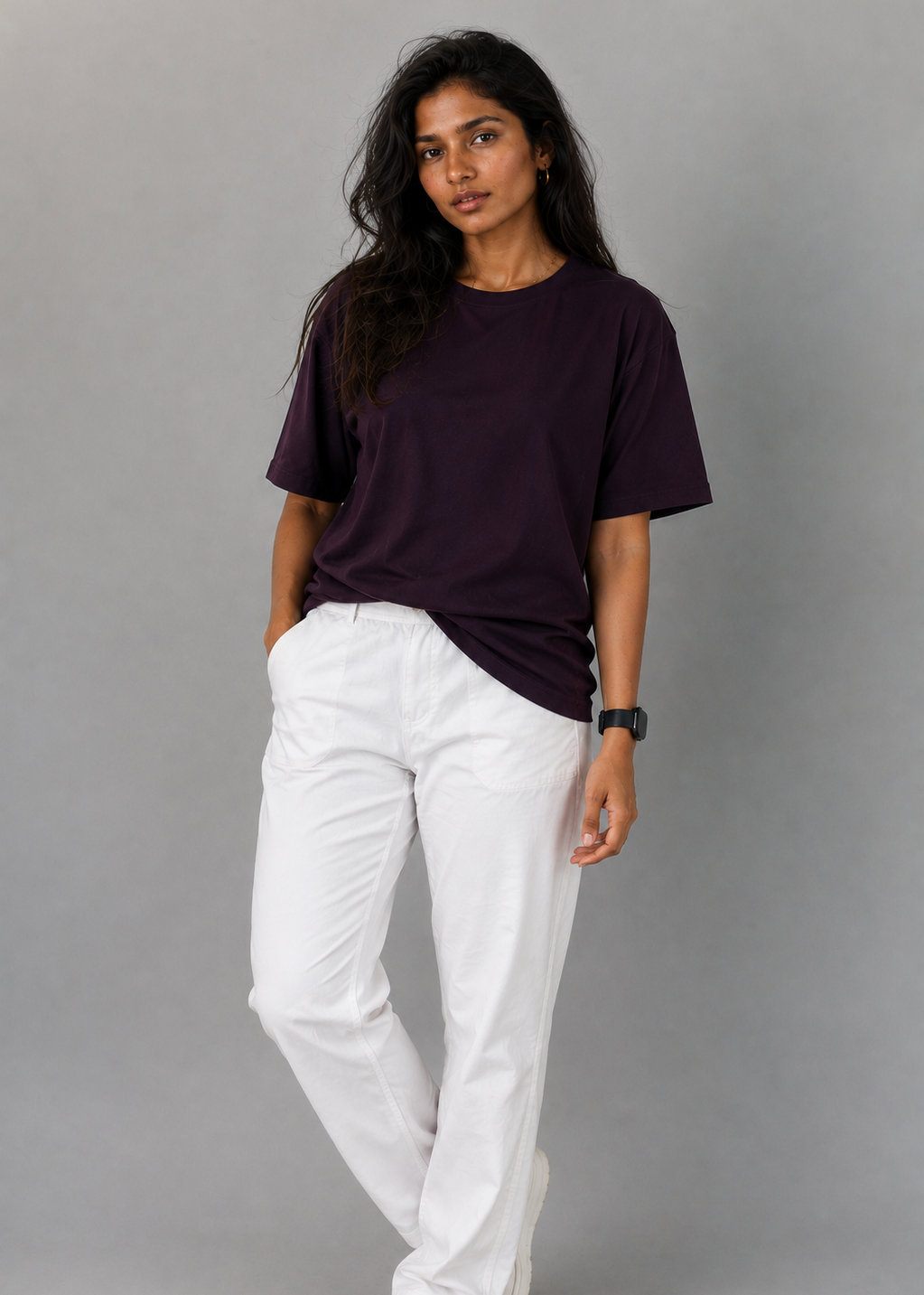 Purple Women's Relaxed Fit Cotton T-Shirt