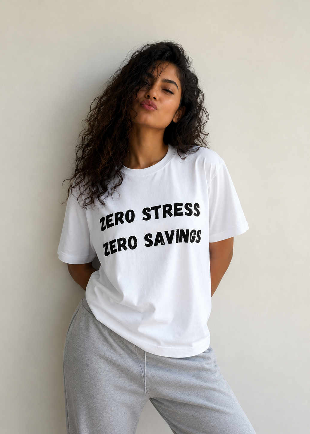 White Women's Relaxed Fit Cotton T-Shirt | Zero Savings Zero Stress