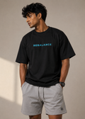 Black Men Relaxed Fit Cotton T-Shirt | Rebalance Mountain Scene